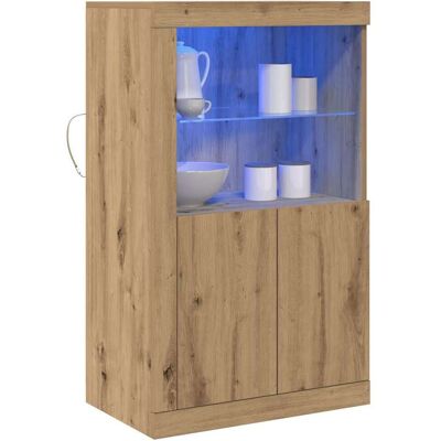 Vidaxl Landelijk Eiken LED Kast - Opbergruimte & Modern Glazen Legplank Vidaxl Landelijk Eiken LED Kast - Opbergruimte & Modern Glazen Legplank