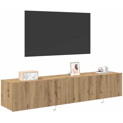 Vidaxl Wandgemonteerd TV-Kast - Elegant eiken met LED-verlichting Vidaxl Wandgemonteerd TV-Kast - Elegant eiken met LED-verlichting