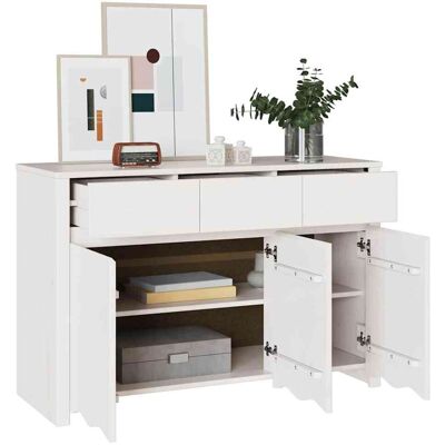 vidaXL Austern Holz Groß - Natuurlijke hout, Elegant wit afwerking - Dressoir vidaXL Austern Holz Groß - Natuurlijke hout, Elegant wit afwerking - Dressoir
