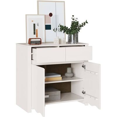vidaXL Witte Houten Middel Opbergkast - Rechthoekig Modern White - Sideboard vidaXL Witte Houten Middel Opbergkast - Rechthoekig Modern White - Sideboard