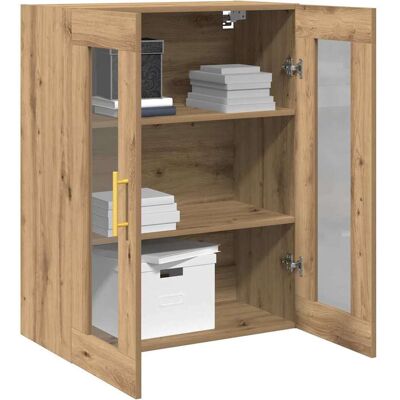 vidaXL Muurmontage Eiken Glazen Deur Buffet - Buffet vidaXL Muurmontage Eiken Glazen Deur Buffet - Buffet