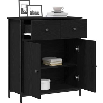 VidaXL Zwart Eiken Dressoir - Modern Opslagmeubel VidaXL Zwart Eiken Dressoir - Modern Opslagmeubel