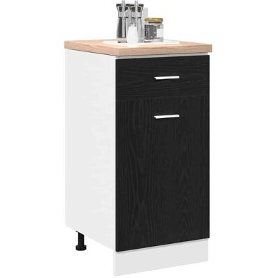 Vidaxl Zwart Houten Modern Keukenkastje - 40x46x81.5 cm Opbergkast Vidaxl Zwart Houten Modern Keukenkastje - 40x46x81.5 cm Opbergkast