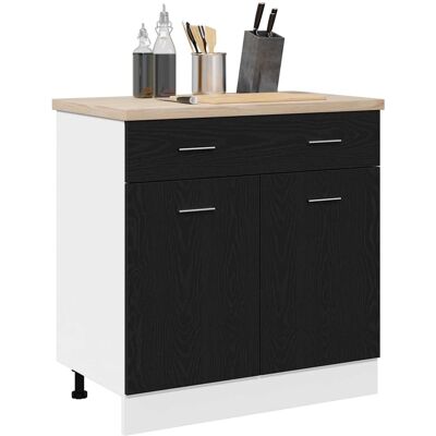 vidaXL Zwart eiken houten kast met lade - Kast vidaXL Zwart eiken houten kast met lade - Kast