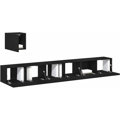 Vidaxl Wandgemonteerde TV-Kast - Zwart - Duurzaam Engineeringhout Vidaxl Wandgemonteerde TV-Kast - Zwart - Duurzaam Engineeringhout