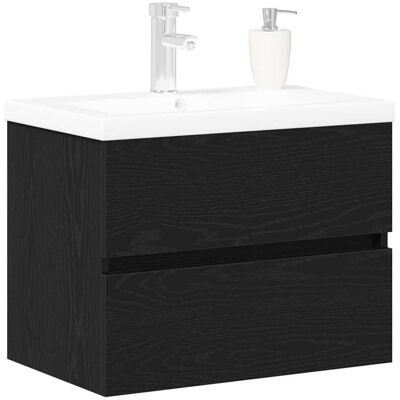 vidaXL Badkamerkast in Zwart Eiken 60x38,5x45 cm met Wastafel - Badkamerkast vidaXL Badkamerkast in Zwart Eiken 60x38,5x45 cm met Wastafel - Badkamerkast