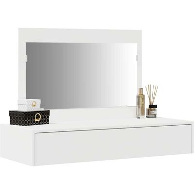 vidaXL Witte Houten 100x40x70cm Spiegel Make-up Tafel - Make-up Tafel vidaXL Witte Houten 100x40x70cm Spiegel Make-up Tafel - Make-up Tafel