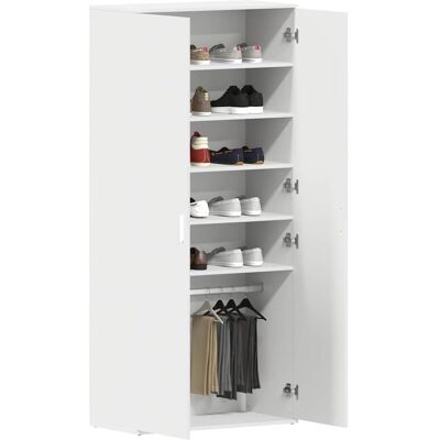 vidaXL Schoenenkast met plank Wit 80 x 39 x 178 cm Bewerkt hout vidaXL Schoenenkast met plank Wit 80 x 39 x 178 cm Bewerkt hout