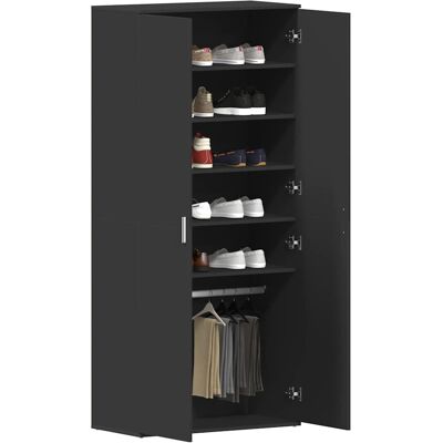 vidaXL Schoenenkast met plank Zwart 80 x 39 x 178 cm Bewerkt hout vidaXL Schoenenkast met plank Zwart 80 x 39 x 178 cm Bewerkt hout