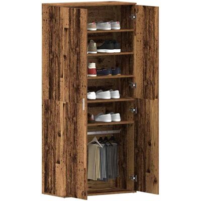 vidaXL Schoenenkast met plank Oudhout 80 x 39 x 178 cm Bewerkt hout vidaXL Schoenenkast met plank Oudhout 80 x 39 x 178 cm Bewerkt hout