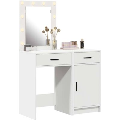 vidaXL Wit MDF Make-up Tafel Set - Rechthoekige Moderne Meubels vidaXL Wit MDF Make-up Tafel Set - Rechthoekige Moderne Meubels