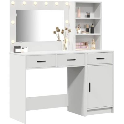 vidaXL Set van 2 Witte Houten Rechthoekige Moderne Make-up Tafels - Meubelen vidaXL Set van 2 Witte Houten Rechthoekige Moderne Make-up Tafels - Meubelen