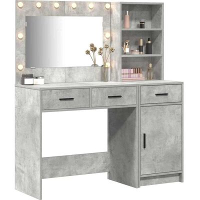 vidaXL Set met 2 beton grijs MDF 80 cm spiegel make-up tafel - Grijze Kaptafel vidaXL Set met 2 beton grijs MDF 80 cm spiegel make-up tafel - Grijze Kaptafel