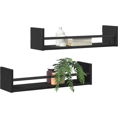 VIDAXL Zwarte Wandplanken Set - Modern Interieur VIDAXL Zwarte Wandplanken Set - Modern Interieur