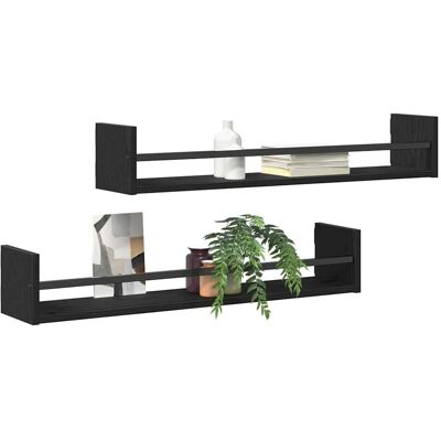 VidaXL Wandplank Set - 2 Stuks - Zwart - Modern Ontwerp - Binnen VidaXL Wandplank Set - 2 Stuks - Zwart - Modern Ontwerp - Binnen