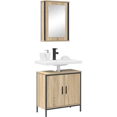 vidaXL Badkamermeubelset met plank met opslag 2 pcs Bruin Bewerkt hout vidaXL Badkamermeubelset met plank met opslag 2 pcs Bruin Bewerkt hout