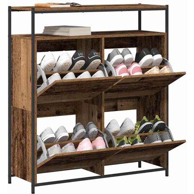 vidaXL Schoenenkast met plank Oudhout 100 x 34 x 112 cm Bewerkt hout vidaXL Schoenenkast met plank Oudhout 100 x 34 x 112 cm Bewerkt hout