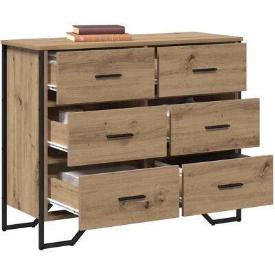vidaXL Ladekast 6-Lade Artisan Eiken 91 x 35,5 x 74,5 cm vidaXL Ladekast 6-Lade Artisan Eiken 91 x 35,5 x 74,5 cm