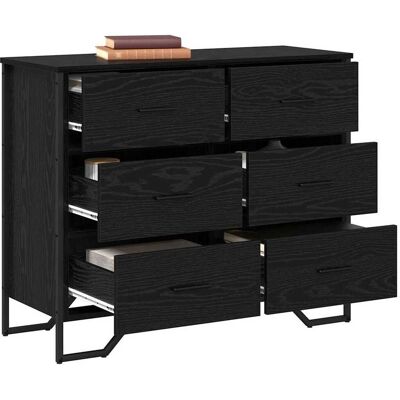 vidaXL Ladekast 6-Lade Zwart Eiken 91 x 35,5 x 74,5 cm vidaXL Ladekast 6-Lade Zwart Eiken 91 x 35,5 x 74,5 cm
