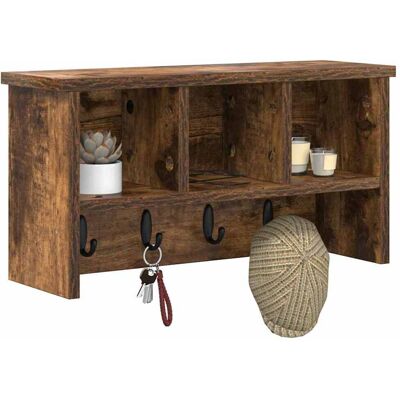 vidaXL Wandgemonteerde kapstok met plank Gerookt eiken 50 x 16 x 26 cm vidaXL Wandgemonteerde kapstok met plank Gerookt eiken 50 x 16 x 26 cm