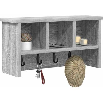 vidaXL Wandgemonteerde kapstok met plank Grijs Sonoma 50 x 16 x 26 cm vidaXL Wandgemonteerde kapstok met plank Grijs Sonoma 50 x 16 x 26 cm