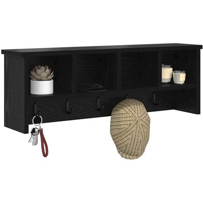 vidaXL Wandgemonteerde kapstok met plank Zwart Eiken 75 x 16 x 26 cm vidaXL Wandgemonteerde kapstok met plank Zwart Eiken 75 x 16 x 26 cm