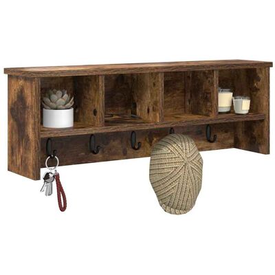vidaXL Wandgemonteerde kapstok met plank Gerookt eiken 75 x 16 x 26 cm vidaXL Wandgemonteerde kapstok met plank Gerookt eiken 75 x 16 x 26 cm