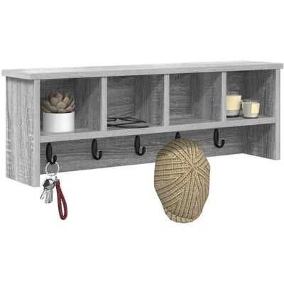 vidaXL Wandgemonteerde kapstok met plank Grijs Sonoma 75 x 16 x 26 cm vidaXL Wandgemonteerde kapstok met plank Grijs Sonoma 75 x 16 x 26 cm