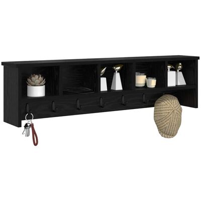 vidaXL Wandgemonteerde kapstok met plank Zwart Eiken 100 x 16 x 26 cm vidaXL Wandgemonteerde kapstok met plank Zwart Eiken 100 x 16 x 26 cm