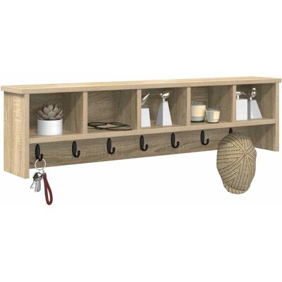 vidaXL Wandgemonteerde kapstok met plank Sonoma Eiken 100 x 16 x 26 cm vidaXL Wandgemonteerde kapstok met plank Sonoma Eiken 100 x 16 x 26 cm