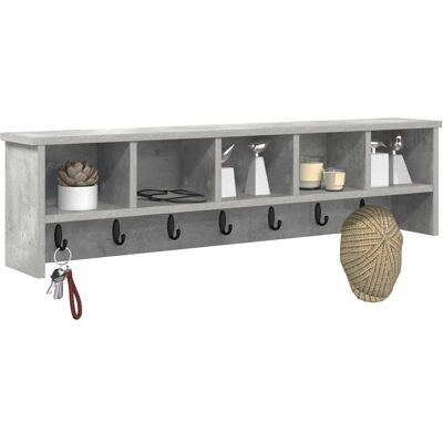 vidaXL Wandgemonteerde kapstok met plank Beton Grijs 100 x 16 x 26 cm vidaXL Wandgemonteerde kapstok met plank Beton Grijs 100 x 16 x 26 cm