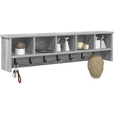 vidaXL Wandgemonteerde kapstok met plank Grijs Sonoma 100 x 16 x 26 cm vidaXL Wandgemonteerde kapstok met plank Grijs Sonoma 100 x 16 x 26 cm