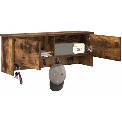 vidaXL Wandgemonteerde kapstok met plank Gerookt eiken 80 x 20 x 30 cm vidaXL Wandgemonteerde kapstok met plank Gerookt eiken 80 x 20 x 30 cm