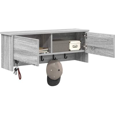 vidaXL Wandgemonteerde kapstok met plank Grijs Sonoma 80 x 20 x 30 cm vidaXL Wandgemonteerde kapstok met plank Grijs Sonoma 80 x 20 x 30 cm