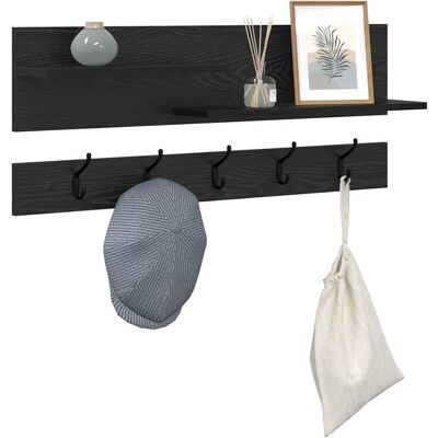 vidaXL Wandgemonteerde kapstok met plank Zwart Eiken 90 x 15 x 36 cm vidaXL Wandgemonteerde kapstok met plank Zwart Eiken 90 x 15 x 36 cm