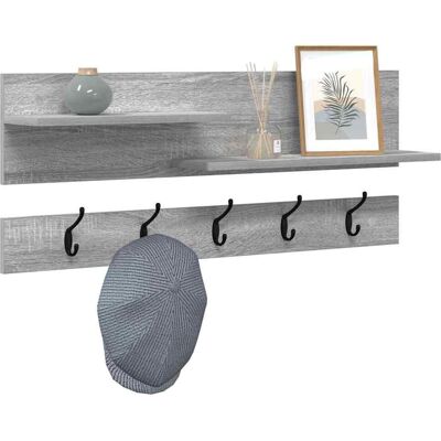 vidaXL Wandgemonteerde kapstok met plank Grijs Sonoma 90 x 15 x 36 cm vidaXL Wandgemonteerde kapstok met plank Grijs Sonoma 90 x 15 x 36 cm