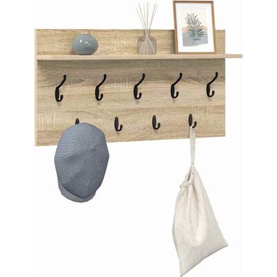 vidaXL Wandgemonteerde kapstok met plank Sonoma Eiken 80 x 40 x 12 cm vidaXL Wandgemonteerde kapstok met plank Sonoma Eiken 80 x 40 x 12 cm