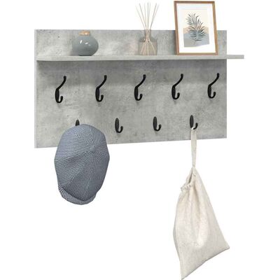 vidaXL Wandgemonteerde kapstok met plank Beton Grijs 80 x 40 x 12 cm vidaXL Wandgemonteerde kapstok met plank Beton Grijs 80 x 40 x 12 cm