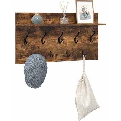 vidaXL Wandgemonteerde kapstok met plank Gerookt eiken 80 x 40 x 12 cm vidaXL Wandgemonteerde kapstok met plank Gerookt eiken 80 x 40 x 12 cm