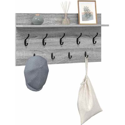 vidaXL Wandgemonteerde kapstok met plank Grijs Sonoma 80 x 40 x 12 cm vidaXL Wandgemonteerde kapstok met plank Grijs Sonoma 80 x 40 x 12 cm