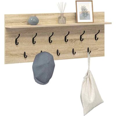 vidaXL Wandgemonteerde kapstok met plank Sonoma Eiken 100 x 40 x 12 cm vidaXL Wandgemonteerde kapstok met plank Sonoma Eiken 100 x 40 x 12 cm