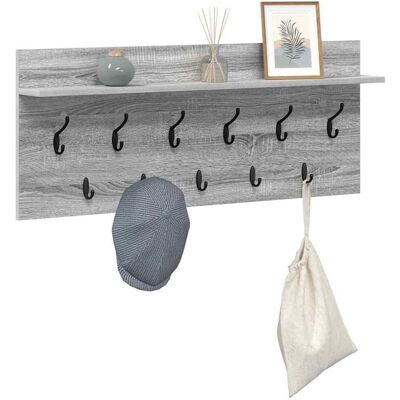 vidaXL Wandgemonteerde kapstok met plank Grijs Sonoma 100 x 40 x 12 cm vidaXL Wandgemonteerde kapstok met plank Grijs Sonoma 100 x 40 x 12 cm