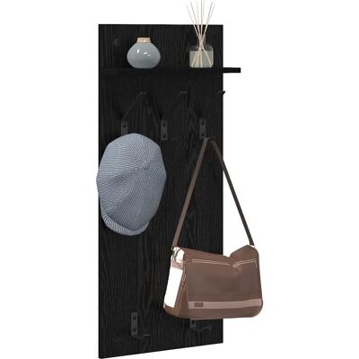 vidaXL Wandgemonteerde kapstok met plank Zwart Eiken 40 x 10 x 90 cm vidaXL Wandgemonteerde kapstok met plank Zwart Eiken 40 x 10 x 90 cm