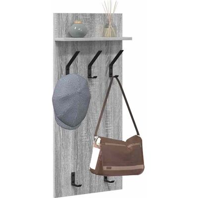vidaXL Wandgemonteerde kapstok met plank Grijs Sonoma 40 x 10 x 90 cm vidaXL Wandgemonteerde kapstok met plank Grijs Sonoma 40 x 10 x 90 cm