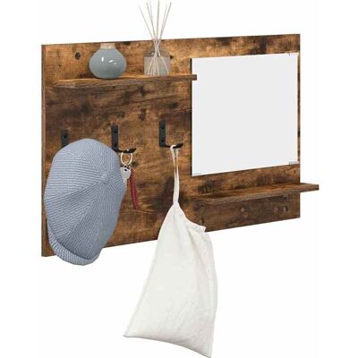 vidaXL Wandgemonteerde kapstok met plank Gerookt eiken 90 x 10 x 50 cm vidaXL Wandgemonteerde kapstok met plank Gerookt eiken 90 x 10 x 50 cm