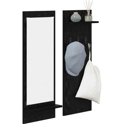 vidaXL Wandgemonteerde kapstok met plank Zwart Eiken 70 x 10 x 90 cm vidaXL Wandgemonteerde kapstok met plank Zwart Eiken 70 x 10 x 90 cm