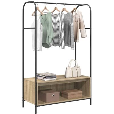 vidaXL Kledingrek Bruin Eiken 100 x 44 x 160 cm Bewerkt hout vidaXL Kledingrek Bruin Eiken 100 x 44 x 160 cm Bewerkt hout