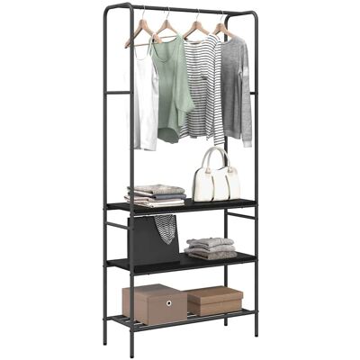 vidaXL Kledingrek Zwart eiken 77 x 30 x 171 cm Bewerkt hout vidaXL Kledingrek Zwart eiken 77 x 30 x 171 cm Bewerkt hout