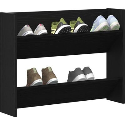 vidaXL Schoenenkast met plank Zwart Eiken 82 x 18 x 60 cm Bewerkt hout vidaXL Schoenenkast met plank Zwart Eiken 82 x 18 x 60 cm Bewerkt hout