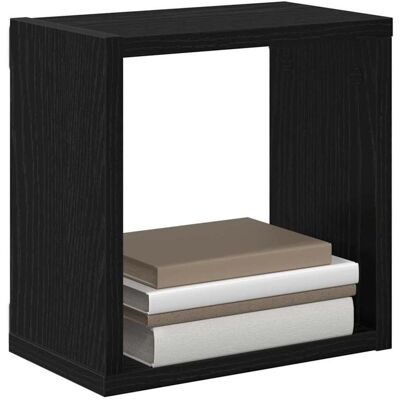 vidaXL Wandschappen met plank 2 pcs Zwart Eiken Bewerkt hout vidaXL Wandschappen met plank 2 pcs Zwart Eiken Bewerkt hout